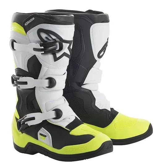 Alpinestars Tech 3S Youth Cross Enduro Motorcycle Boots Black Black White Fluo Yellow Compra Adesso