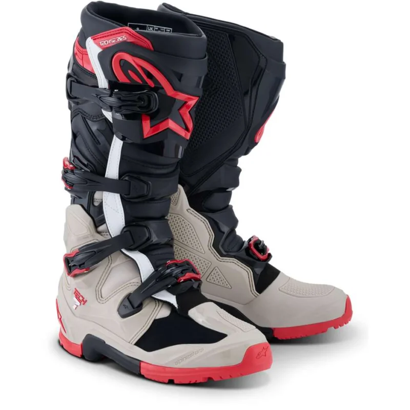 Vendita Finale Alpinestars TECH 7 ENDURO Motocross Enduro Boots Black Light Grey Bright Red