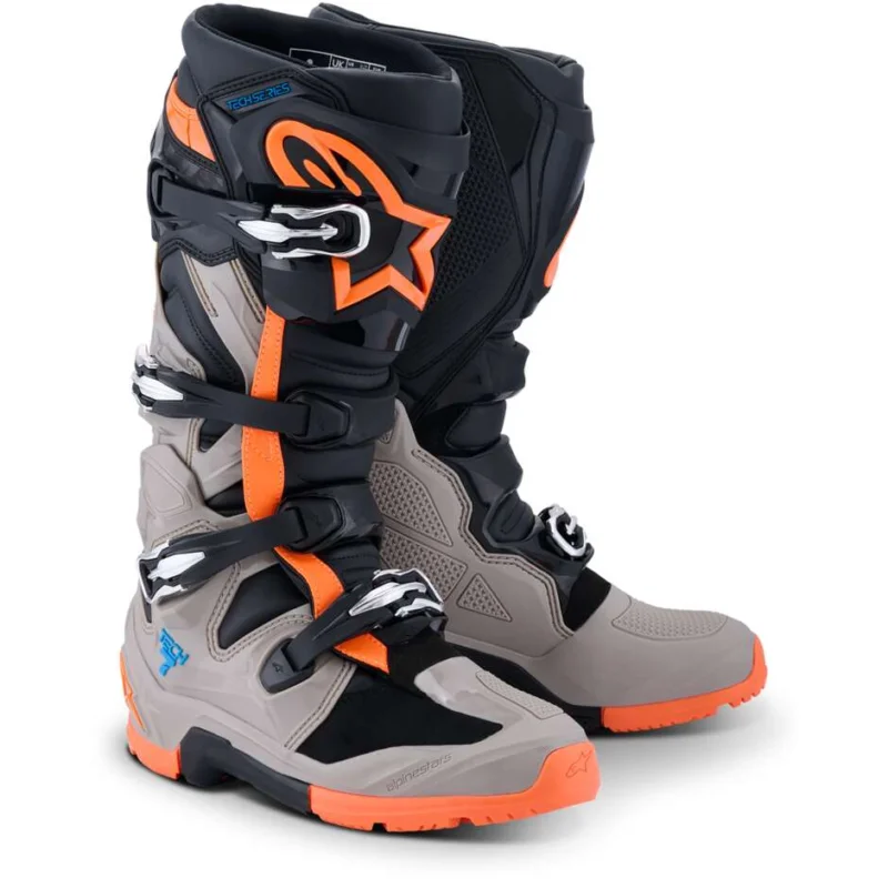 Alpinestars TECH 7 ENDURO Motocross Enduro Boots Black Warm Grey Fluorescent Orange Compra Adesso