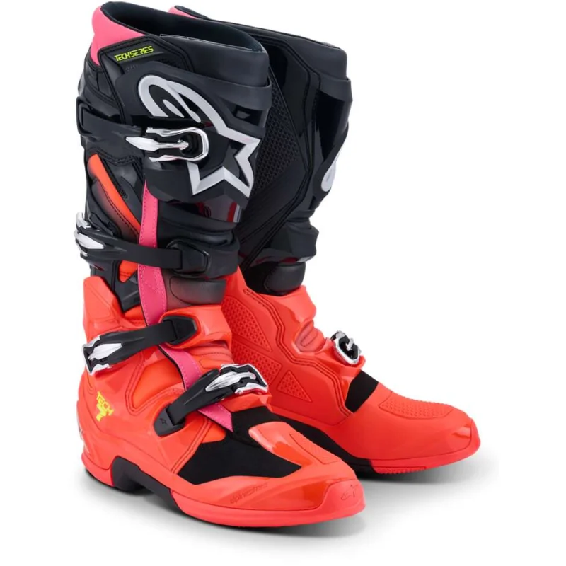 Alpinestars TECH 7 Motocross Enduro Boots Black Fluorescent Red Fluorescent Pink Soddisfatti O Rimborsati