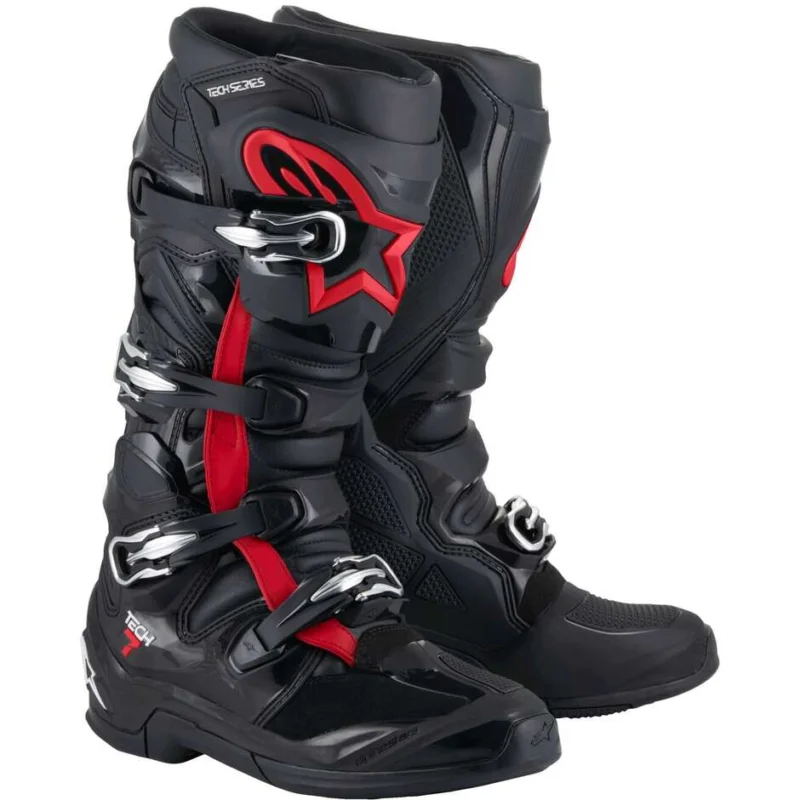Novità Alpinestars TECH 7 Motocross Enduro Boots Black Red Fluo