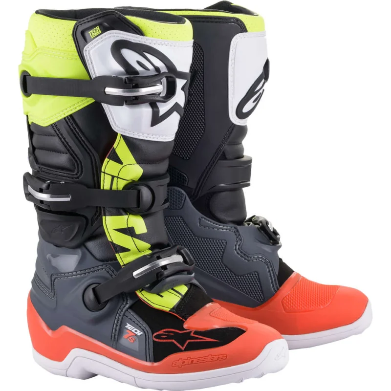 Offerta Alpinestars Tech 7 S Youth Cross Enduro Motorcycle Boots Black Red Yellow Fluo