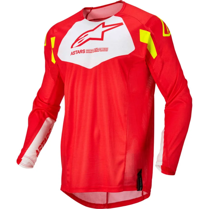Promozione Alpinestars TECHSTAR FACTORY Cross Enduro Motorcycle Jersey Red White Yellow
