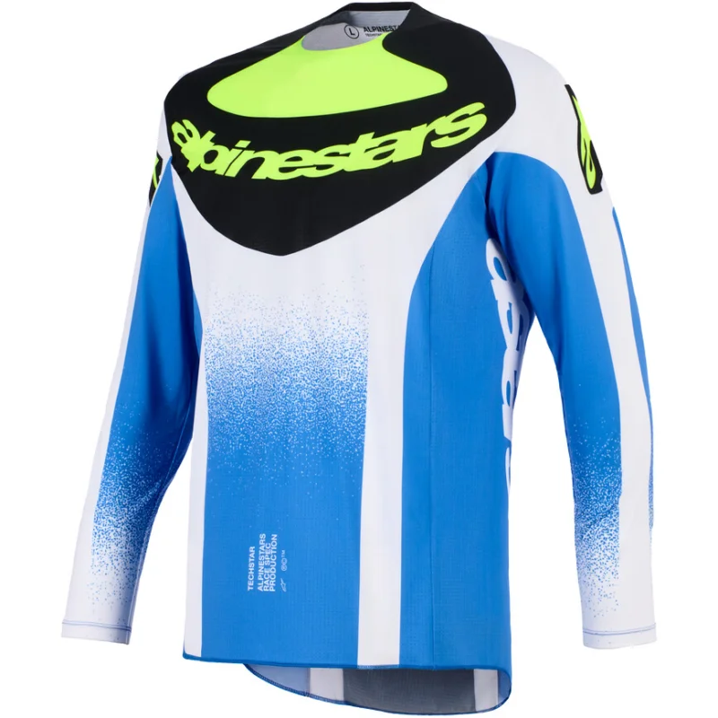 Alpinestars TECHSTAR KNIF Cross Enduro Motorcycle Jersey Light Blue Black Fluorescent Yellow Nuovo Arrivo