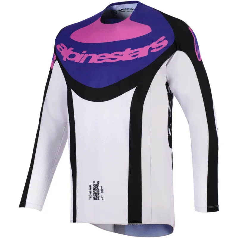 Popolare Alpinestars TECHSTAR KNIF Motocross Enduro Jersey Black Light Grey Purple