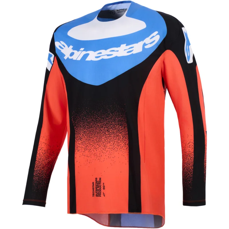 Alpinestars TECHSTAR KNIF Motocross Enduro Jersey Orange Black Light Blue Miglior Prezzo