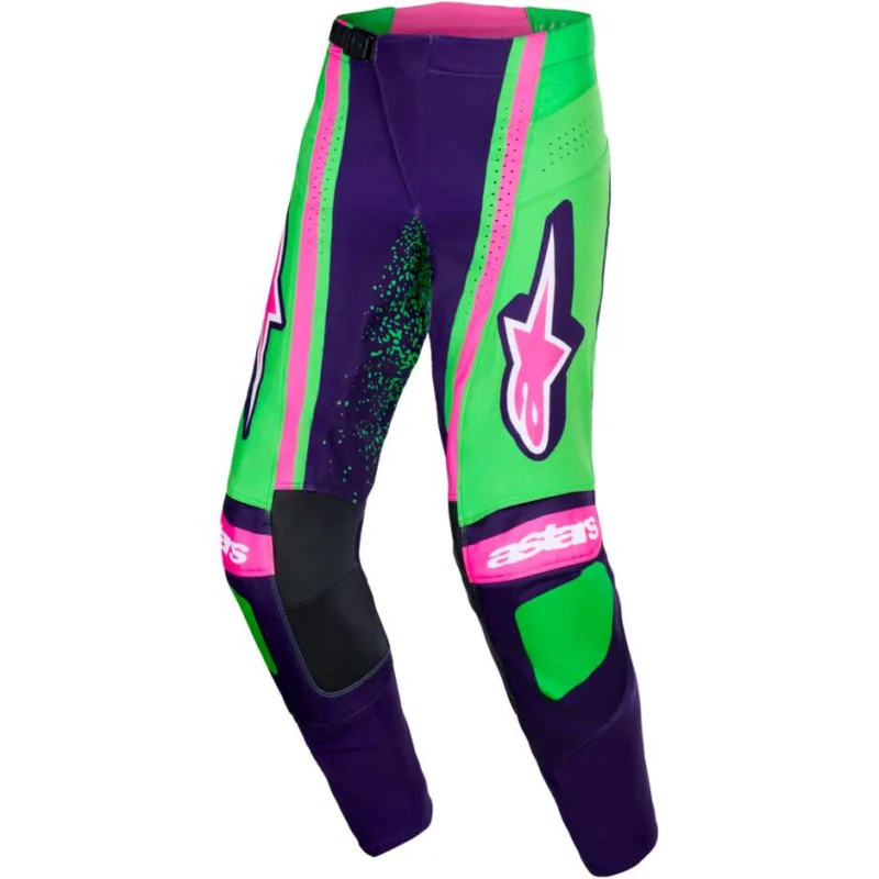 Alpinestars TECHSTAR NOMUR Cross Enduro Motorcycle Pants, Deep Purple, Green, Fluorescent Pink Occasione Imperdibile