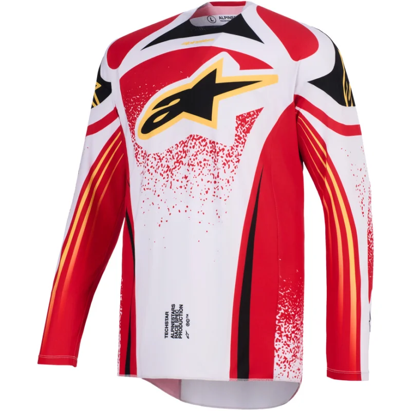 Alpinestars TECHSTAR NOMUR Motocross Enduro Jersey Light Grey Red Black Occasione Imperdibile