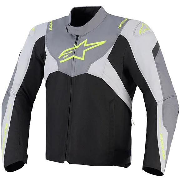 Economico Alpinestars T-JAWS V4 WP Fabric Motorcycle Jacket Black Grey Yellow