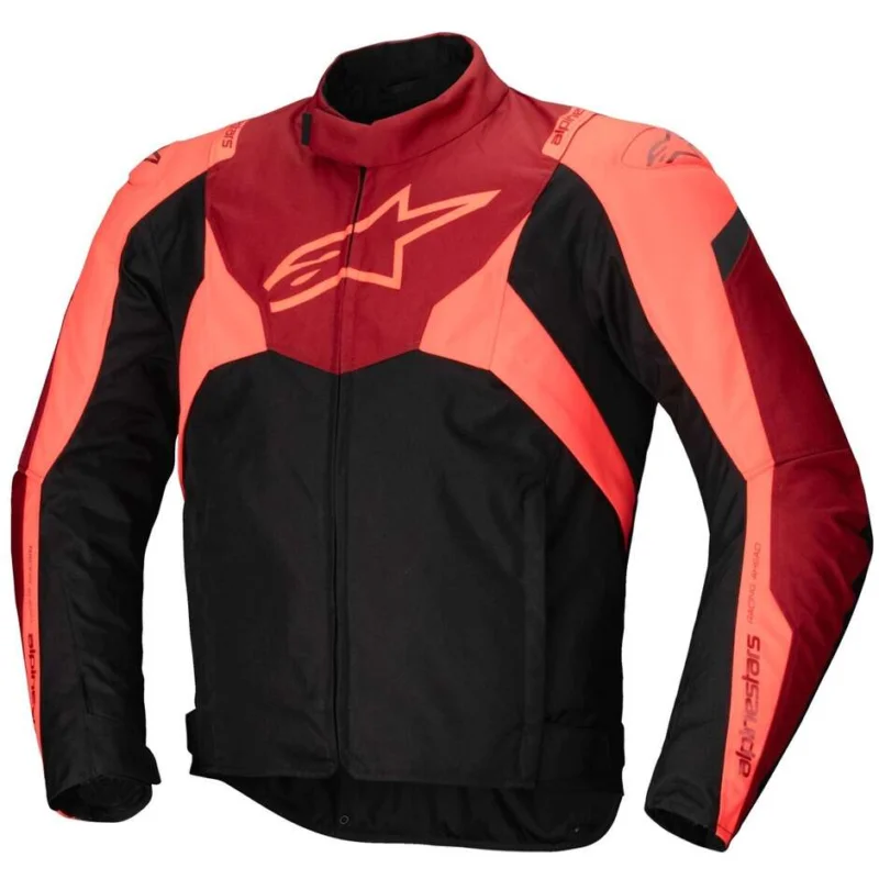 Alpinestars T-JAWS V4 WP Fabric Motorcycle Jacket Black Red Fluorescent Dark Red Ultime Pezzi