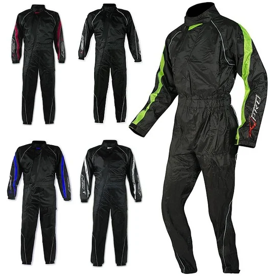 A-Pro PALUDE Full Motorcycle Rain Suit Black Blue Più Venduto