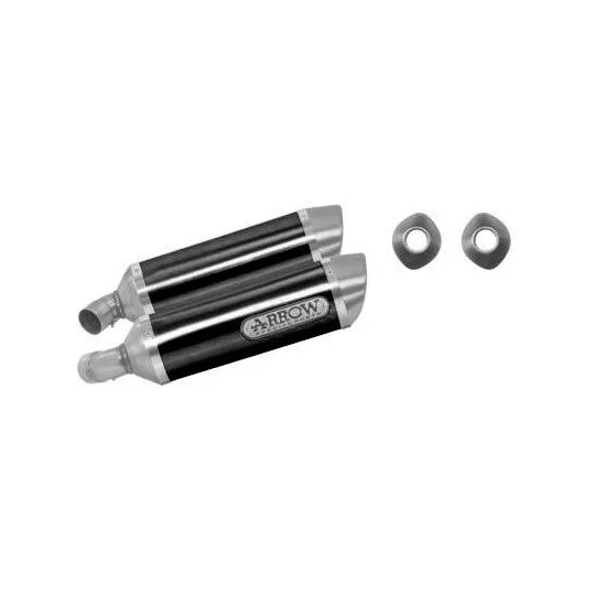 Solo Oggi Arrow Thunder Approved Aluminum Dark Exhaust Mufflers (R+L) for Ducati Monster 696 (08-14); Monster 1100 (09-19); Monster 796 (10-14)
