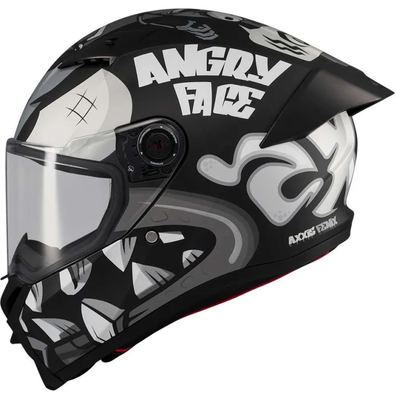 Prezzo Basso Axxis FF132 Fenix Angry Face B2 Full Face Motorcycle Helmet Black White