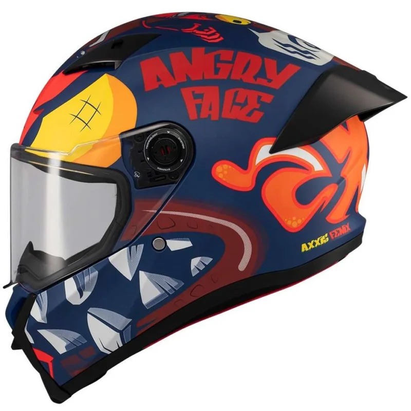 Axxis FF132 Fenix Angry Face C5 Orange Blue Full Face Motorcycle Helmet Occasione
