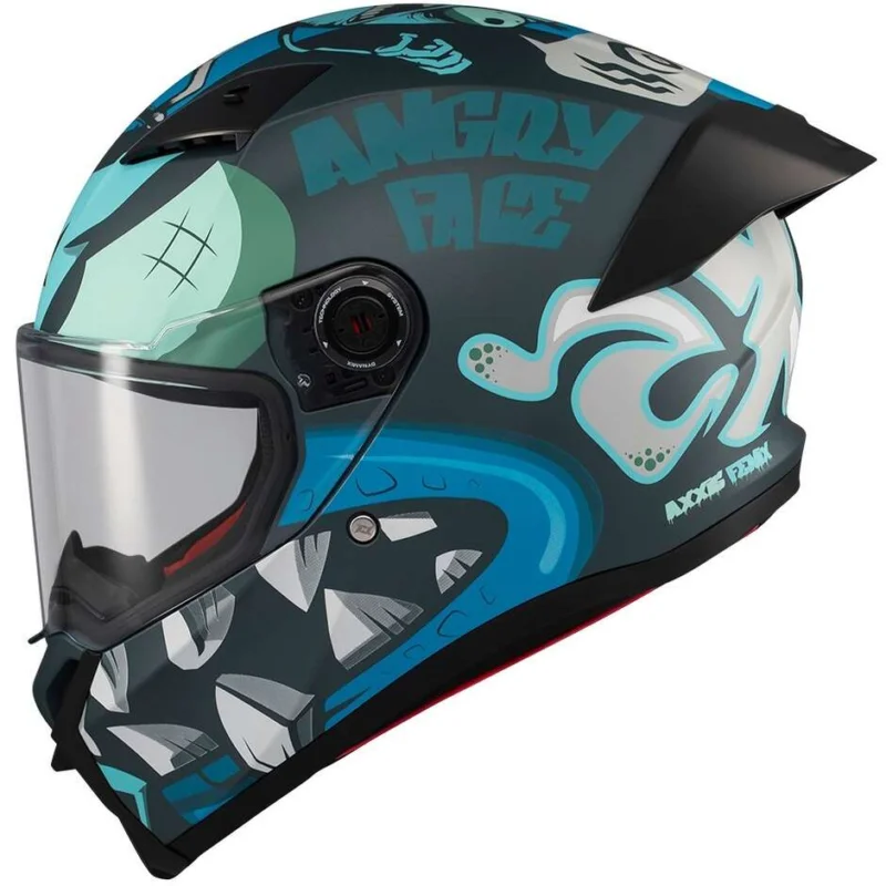 Prezzo Scontato Axxis FF132 Fenix Angry Face C7 Full Face Motorcycle Helmet, Light Blue