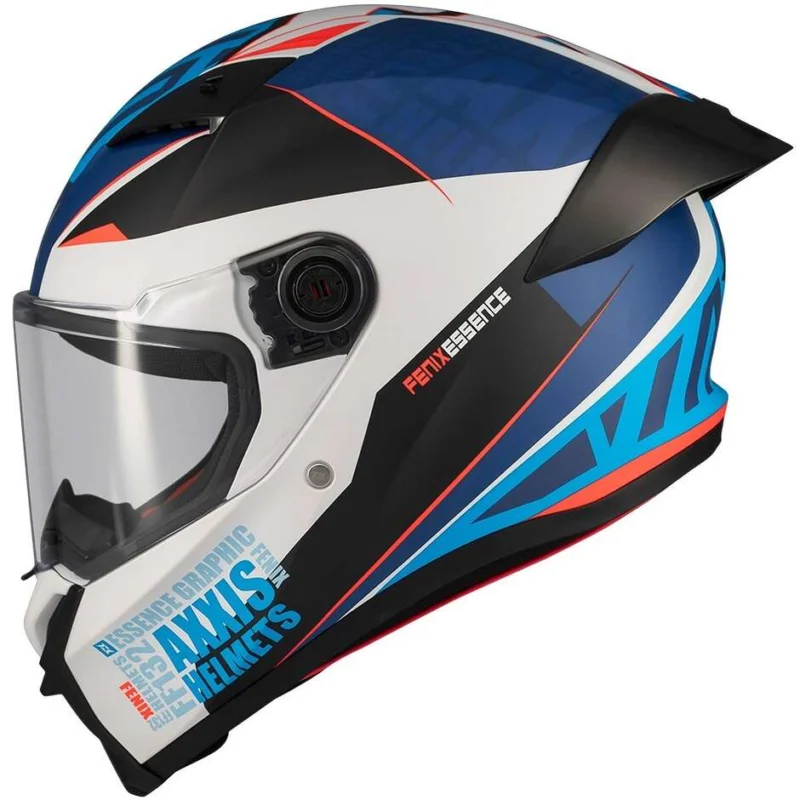 Ultimissimo Modello Axxis FF132 Fenix Essence A7 Full Face Motorcycle Helmet White Blue