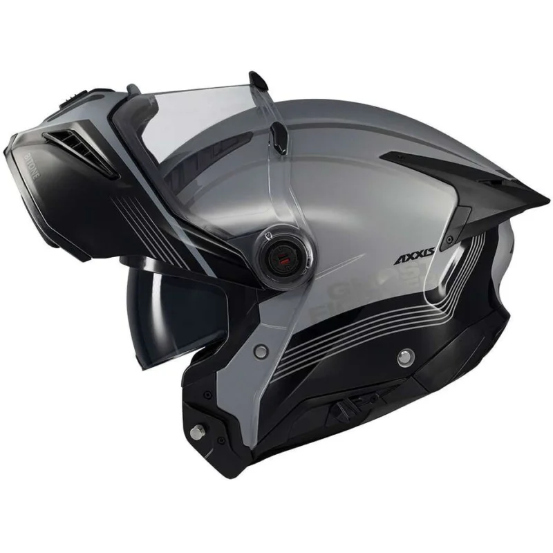 Axxis Modular Motorcycle Helmet fu409 SV Ghostfighter Bitone C2 Gloss Black Grey Affare