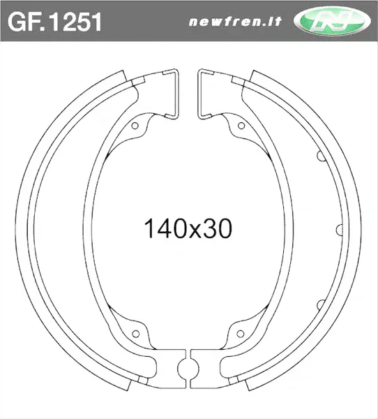 GF1251 - COPPIA GANASCE FRENO POSTERIORI NEWFREN HONDA XBR 500 1985> KYMCO SPIKE 125 2001> Sconto