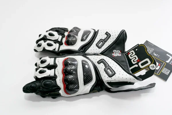 JG1277 - GUANTI IN PELLE MOTO WHITE Nuova Collezione