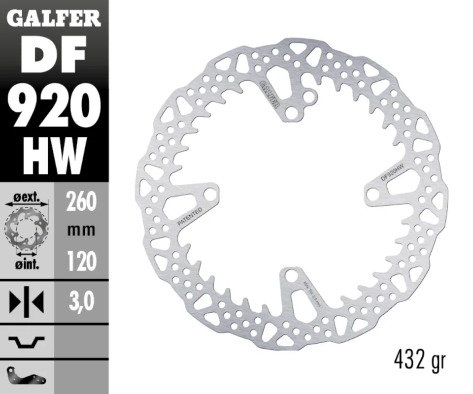 Galfer Disco Freno Antreriore SHARK FIXED 260X3MMper SHERCO SE 125 FACTORYModelli dal 2024 al 2026 DF920HW Novità