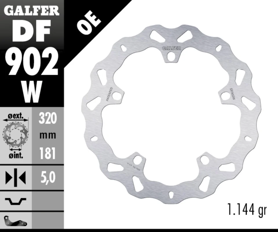 Galfer Disco Freno Antreriore WAVE FIXED 320X5MM per INDIAN MOTORCYCLE FTR X RSD SUPER HOOLIGANModelli dal 2024 al 2026 DF902W Must-Have