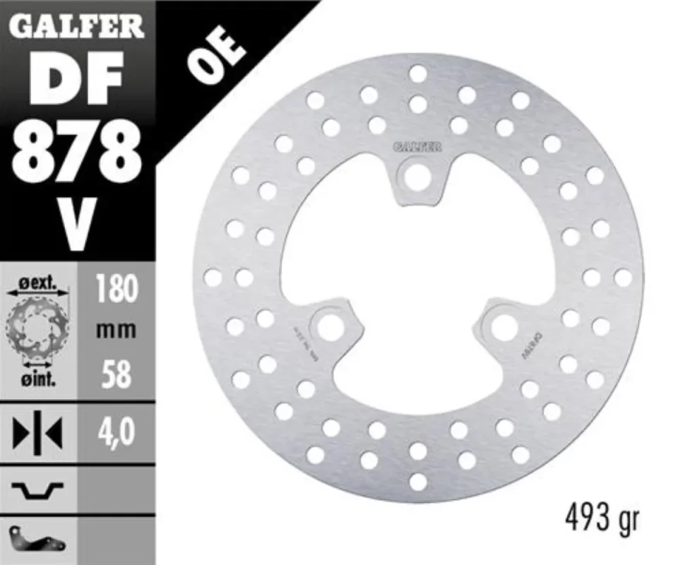 Spedito Oggi Galfer Disco Freno Antreriore ROUND FIXED 180X4MM per KYMCO DINK 125Modelli: 1997 DF878V