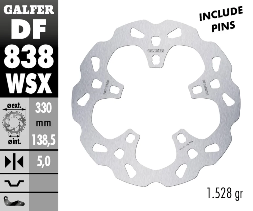 Galfer Disco Freno Antreriore WAVE FIXED OVERSIZE 330X5MM per HARLEY DAVIDSON FLTRXSANV ROAD GLIDE LIMITED Modelli: 2023 DF838WSX Compra Oggi Stesso