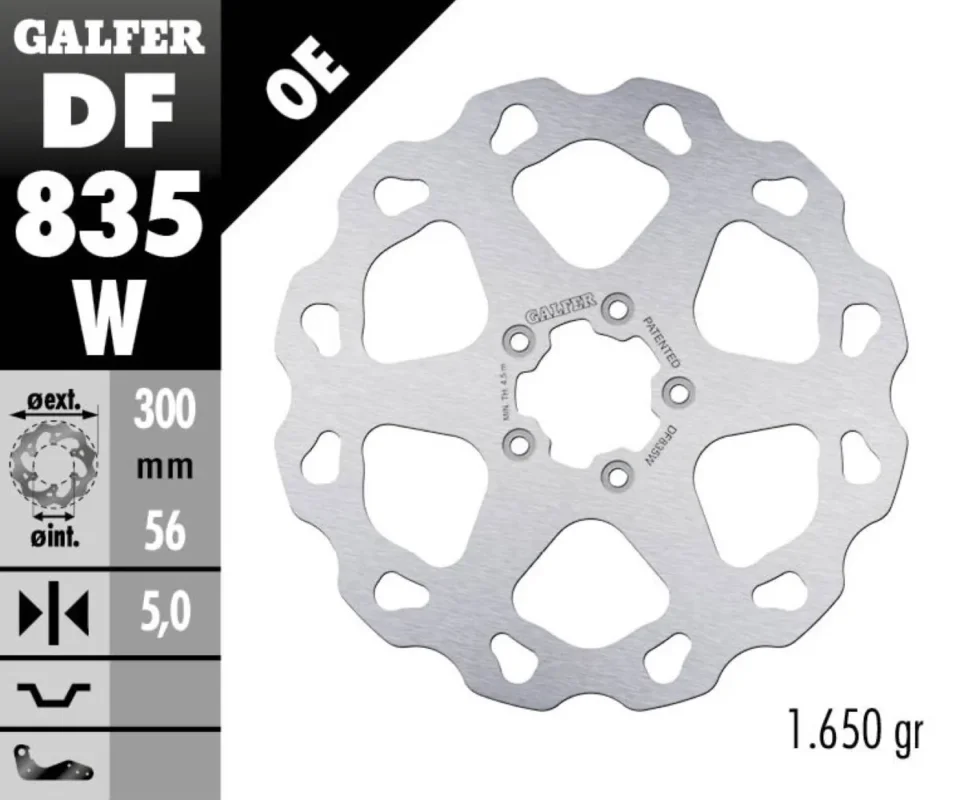 Galfer Disco Freno Antreriore WAVE FIXED 300x5mm per HARLEY DAVIDSON FLHTCUTGANV TRIModelli: 2023 DF835W Subito Disponibile