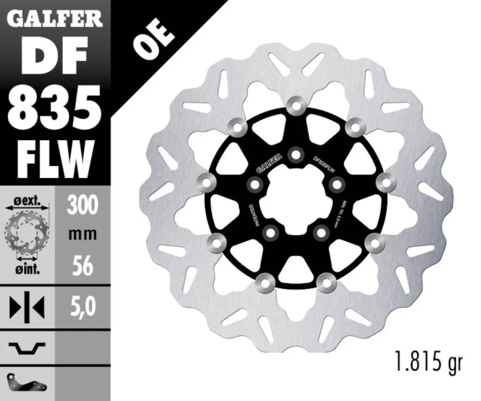 Affare Galfer Disco Freno Antreriore W FLOATING (C. STEEL) 300x5mm per HARLEY DAVIDSON CVO ROAD GL ULModelli: 2011 DF835FLW