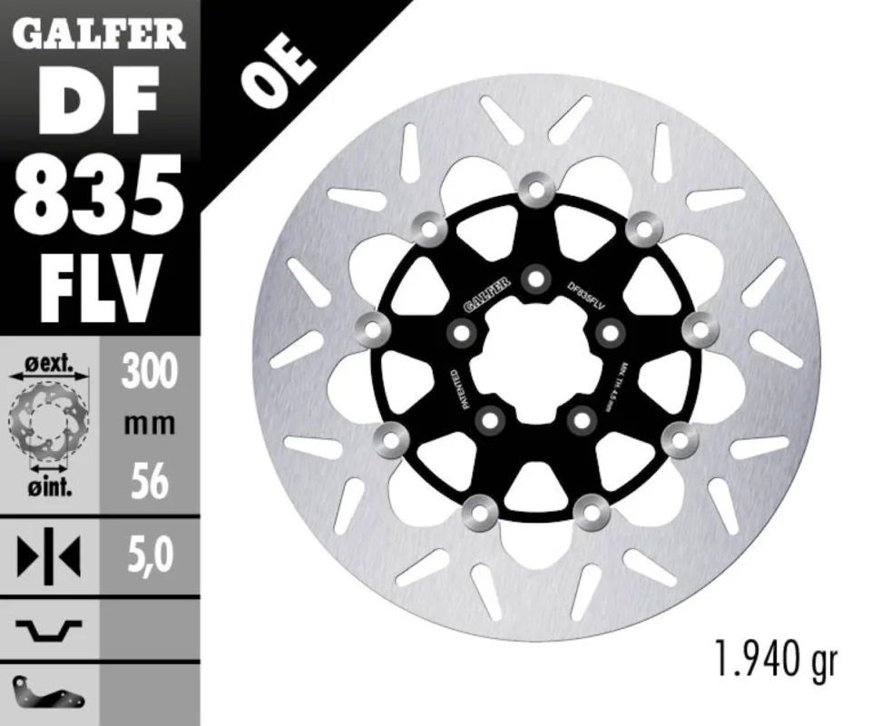 Offerta Speciale Galfer Disco Freno Antreriore ROUND FLOATING (C. STEEL) 300x5mm per HARLEY DAVIDSON XL883N IRON 883Modelli: 2013 DF835FLV