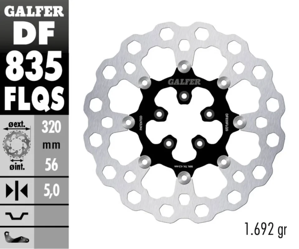 Ultime Pezzi Galfer Disco Freno Antreriore CUBIQ FLOATING OVERSIZE 320x5mm per HARLEY DAVIDSON FXBBS STREET BOB 114Modelli: 2022 DF835FLQS
