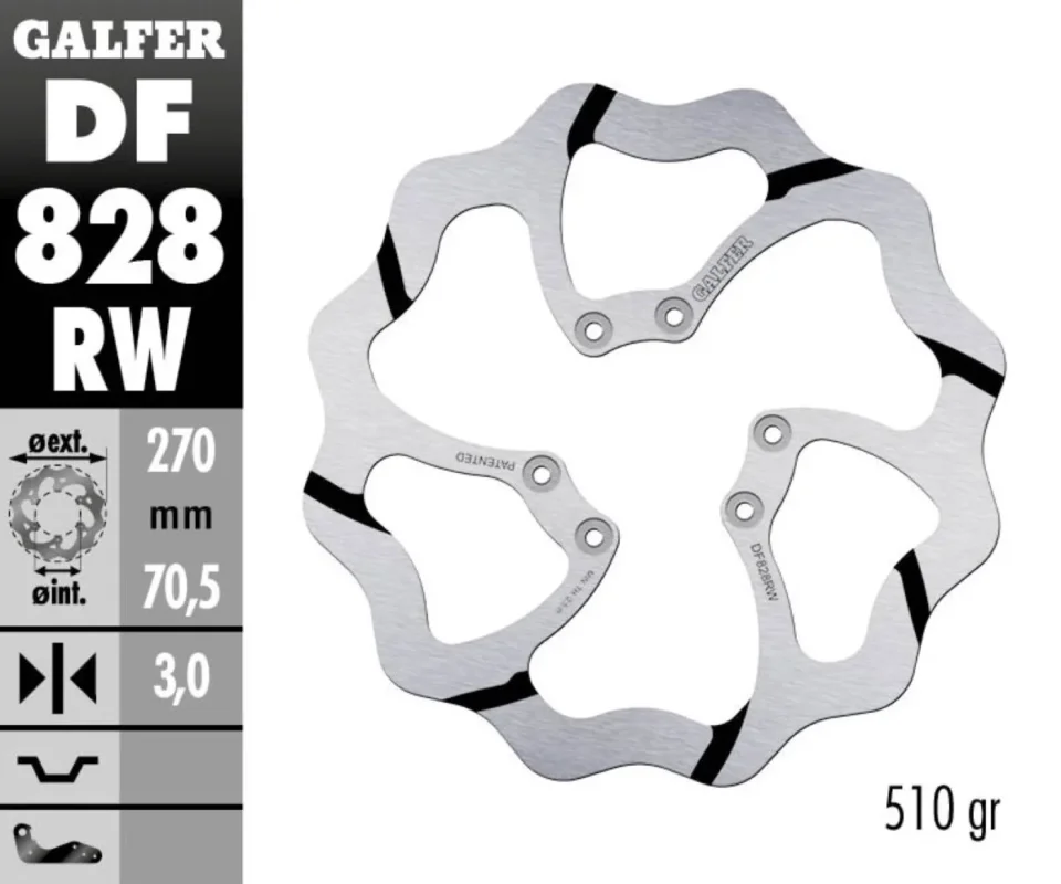 Galfer Disco Freno Antreriore WAVE FIXED GROOVED 270x3mm per TM MX 250Modelli dal 2005 al 2014 DF828RW Vendita Finale