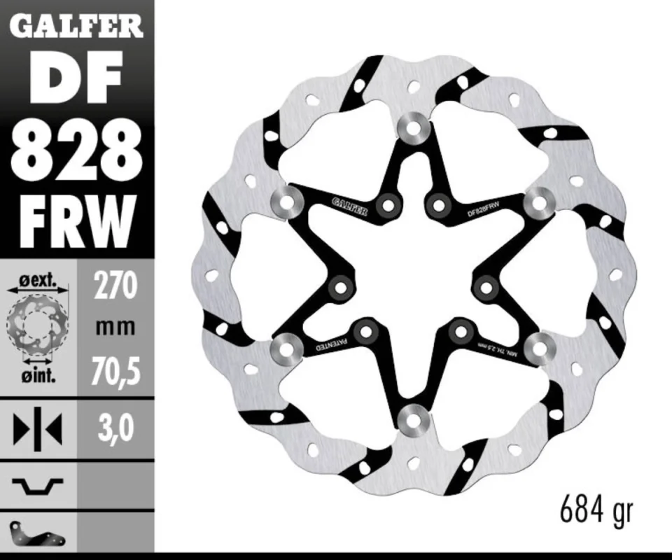Galfer Disco Freno Antreriore W FLOATING GROOVED (C. STEEL) 270x3mm per TM SMX 450 FModelli dal 2004 al 2014 DF828FRW Offerta Speciale