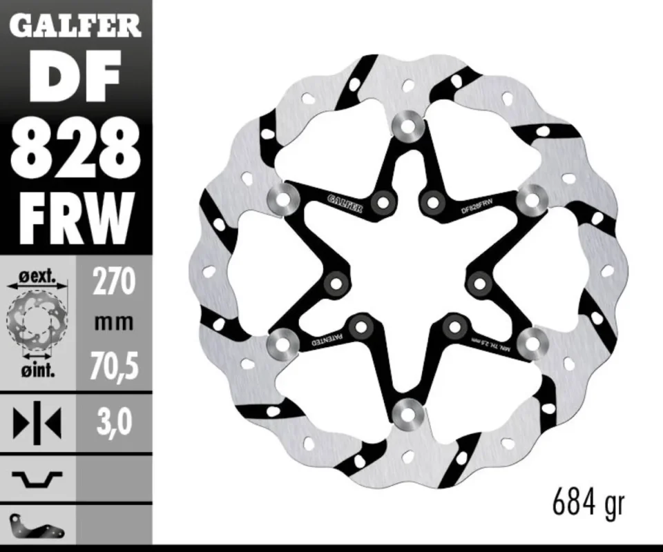 Prezzo Ridotto Galfer Disco Freno Antreriore W FLOATING GROOVED (C. STEEL) 270x3mm per TM 400 4T E/CROSSModelli dal 2000 al 2002 DF828FRW
