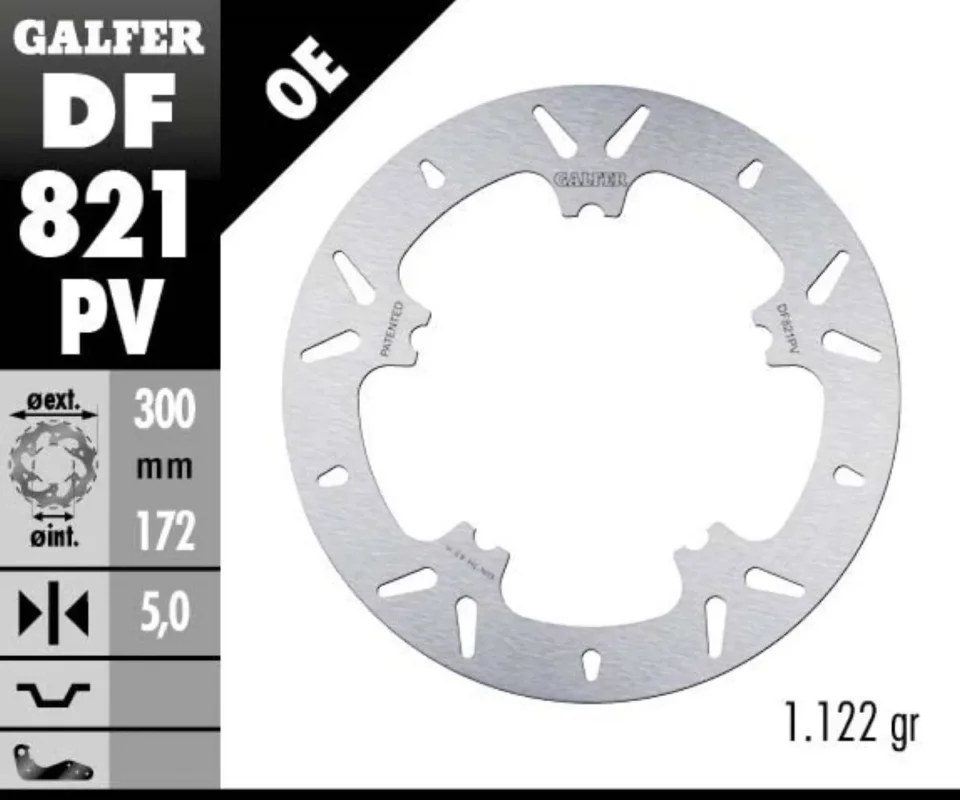 Galfer Disco Freno Antreriore ROUND TRACK 300x5mm per HARLEY DAVIDSON FXDL DYNA LOW RIDERModelli: 2012 DF821PV Scelto Dai Clienti