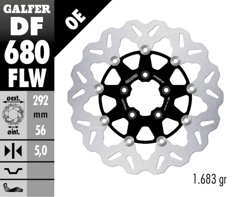 Galfer Disco Freno Antreriore W FLOATING (C. STEEL) 292x5mm per HARLEY DAVIDSON FLSTI HERITAGEModelli: 2006 DF680FLW Prezzo Di Fabbrica
