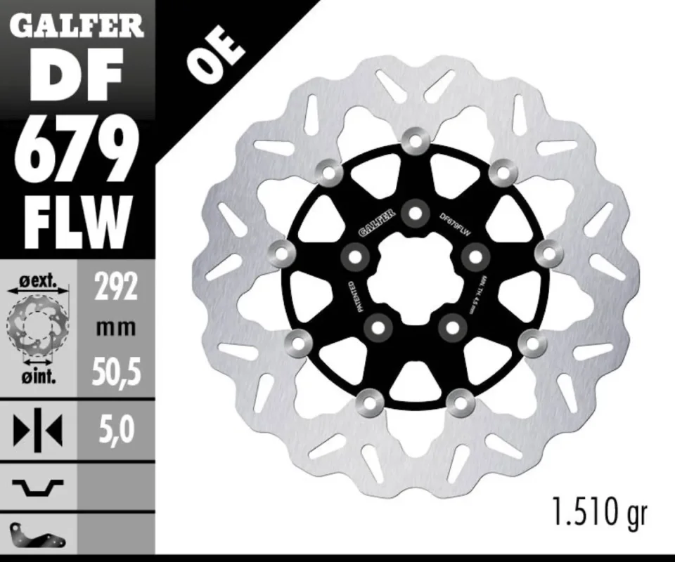 Galfer Disco Freno Antreriore W FLOATING (C. STEEL) 292x5mm per HARLEY DAVIDSON FLHX ELECTRA GLIDE SPECIALModelli dal 1994 al 1995 DF679FLW Spedito Oggi