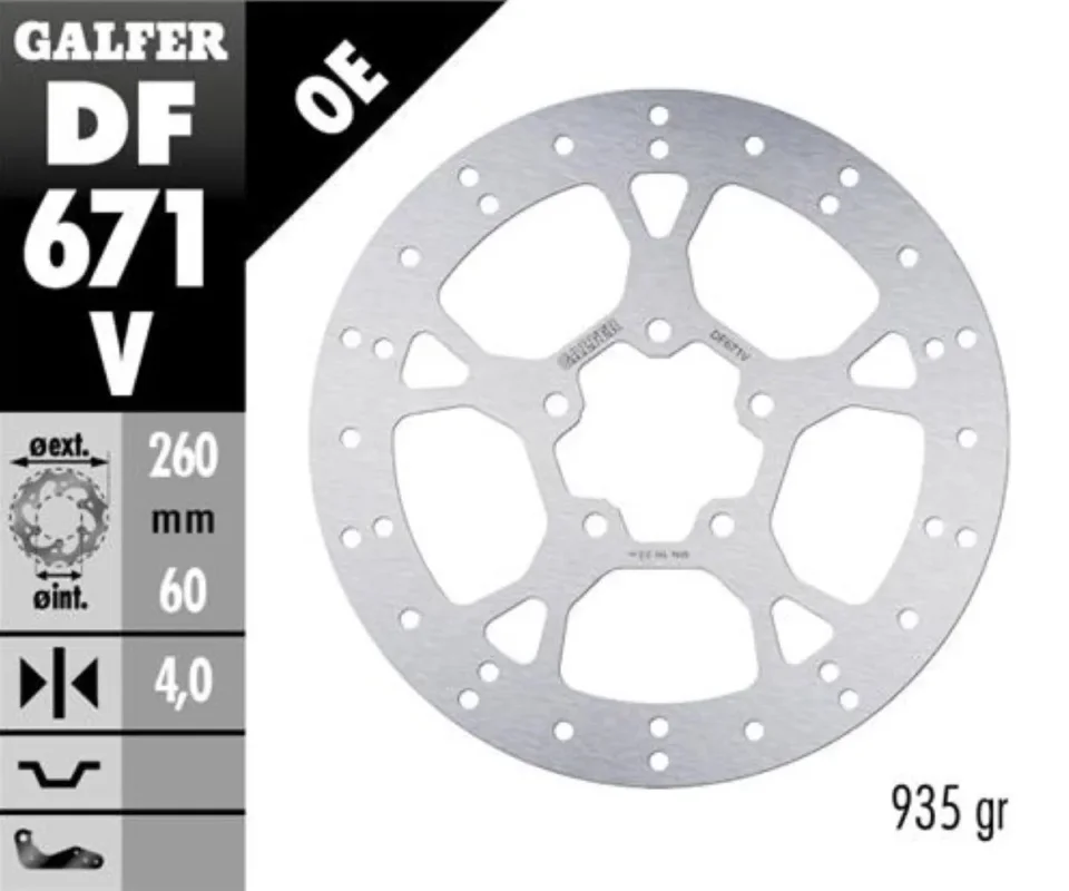 Reso Gratuito Galfer Disco Freno Antreriore ROUND FIXED 260X4MM per APRILIA ARRECIFE 500 SPRINTModelli: 2005 DF671V
