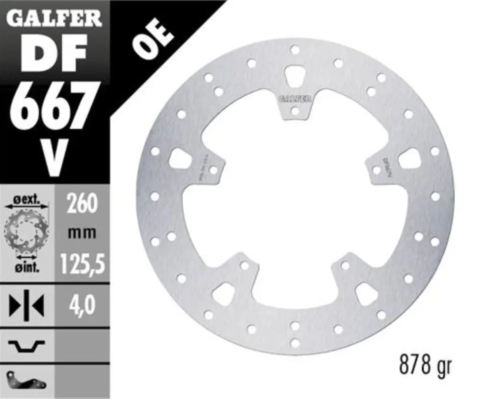 Galfer Disco Freno Antreriore ROUND FIXED 260X4MM per PIAGGIO X9Modelli dal 2001 al 2002 DF667V Più Venduto