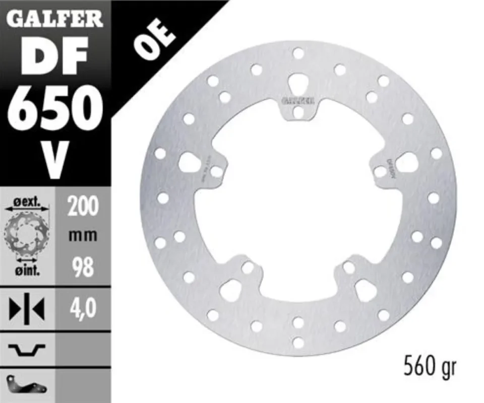 Galfer Disco Freno Antreriore ROUND FIXED 200X4MM per PIAGGIO HEXAGON GTX 250 (H)Modelli: 2000 DF650V Offerta Limitata