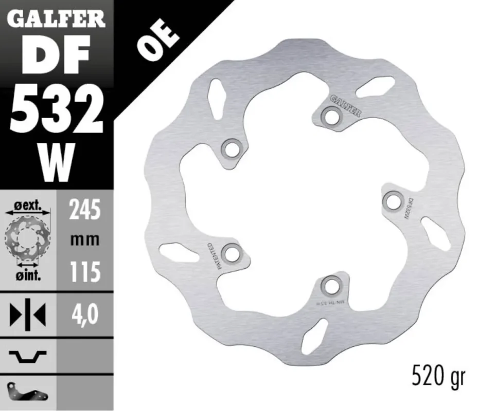 Offerta Limitata Galfer Disco Freno Antreriore WAVE FIXED 245x4mm per YAMAHA INDONESIA JUPITER MX KING 150Modelli: 2017 DF532W