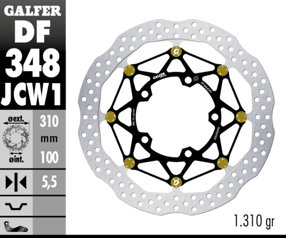 Galfer Disco Freno Antreriore WAVE FLOATECH RACING 310X5.5MM per SUZUKI GSX R 750Modelli dal 2006 al 2007 DF348JCW1G03 Esclusivo