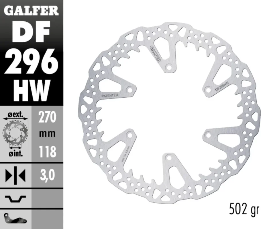 Galfer Disco Freno Antreriore SHARK FIXED 270X3MMper FANTIC XXF 450 BLACK EDModelli dal 2024 al 2026 DF296HW Nuova Collezione
