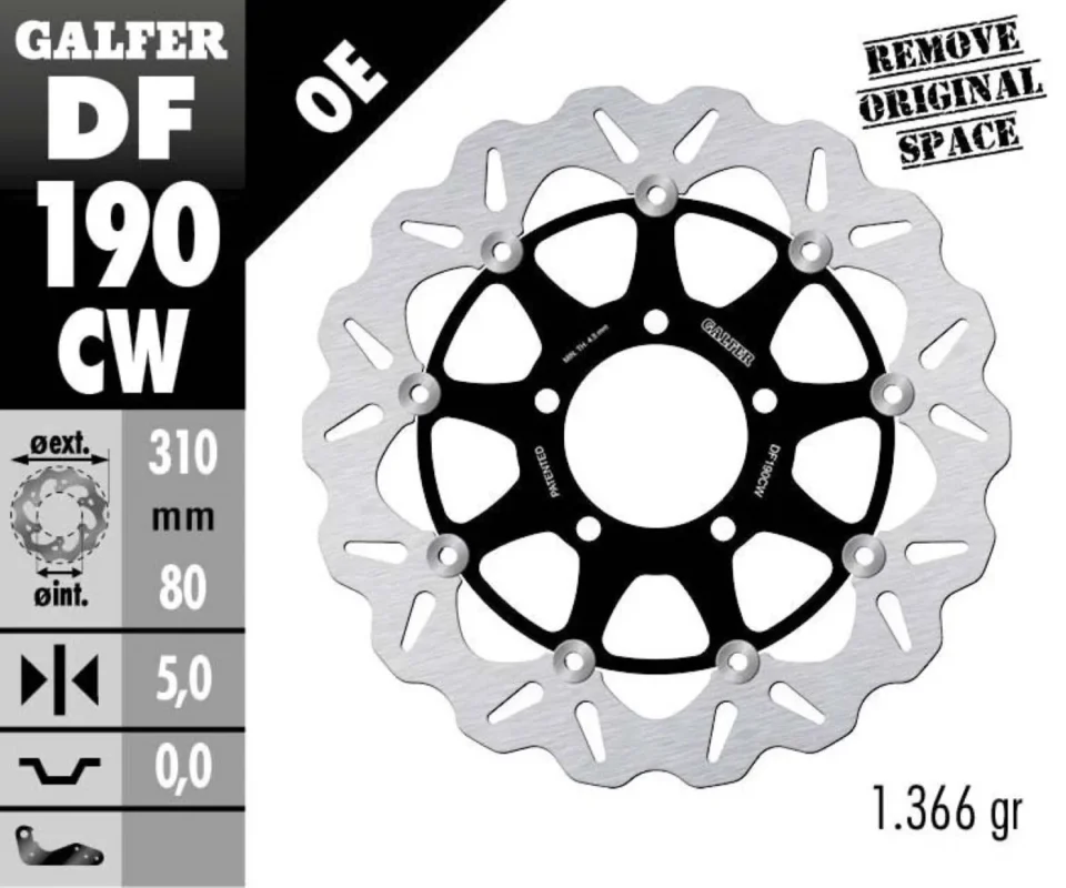 Galfer Disco Freno Antreriore W FLOATING CMP ALU 310x5mm per KAWASAKI GTR 1400Modelli: 2010 DF190CW Prezzo Basso