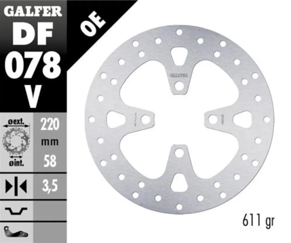 Galfer Disco Freno Antreriore ROUND FIXED 220X3.5MM per HONDA SH 125i MODE ANC EModelli: 2013 DF078V Super Prezzo