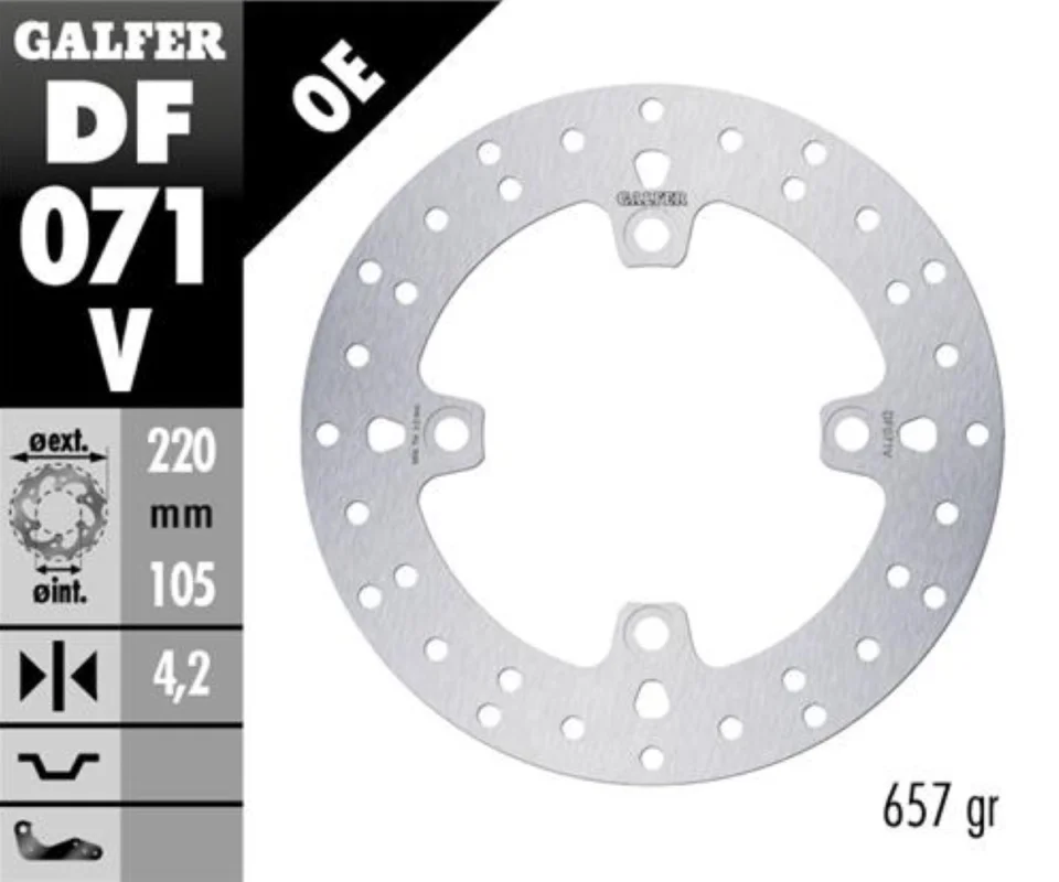 Galfer Disco Freno Antreriore ROUND FIXED 220X4.2MM per HONDA SH 125 i SCOOPY (TAMBOR TRAS)Modelli dal 2009 al 2012 DF071V Novità