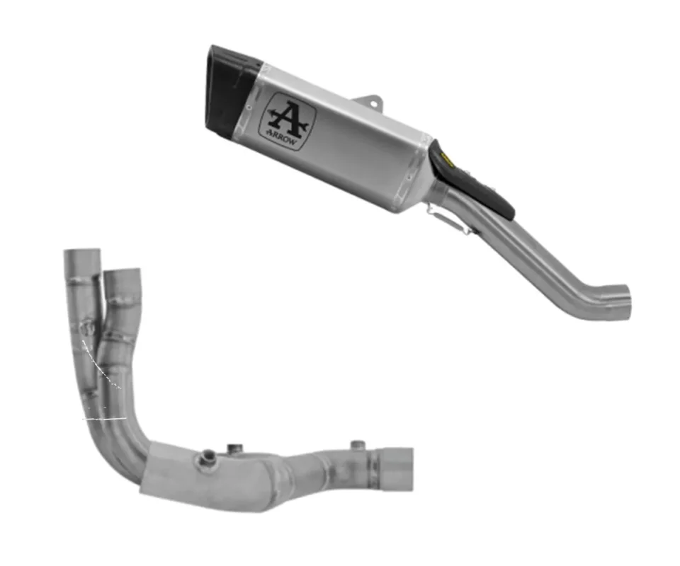 Prezzo Scontato Scarico Completo Arrow Titanio Pista Raccordo centrale in Inox per APRILIA RSV 4Modelli dal 2025 al 2026 71003PT + 71805MI