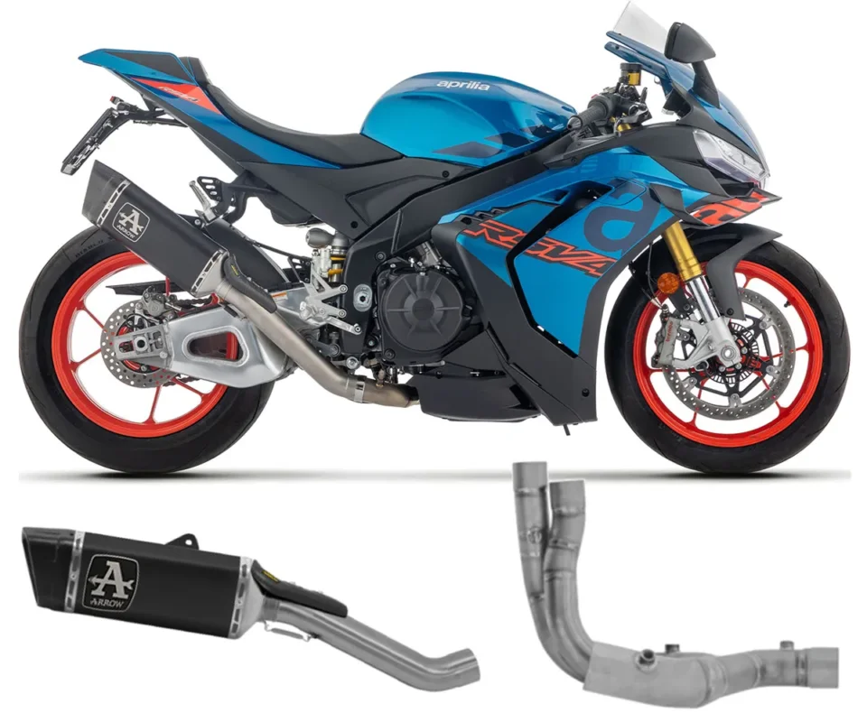 Scarico Completo Arrow Full Titanio Dark Pista Raccordo centrale in Titanio per APRILIA RSV 4Modelli dal 2025 al 2026 71003PTN + 71806MI A Buon Prezzo
