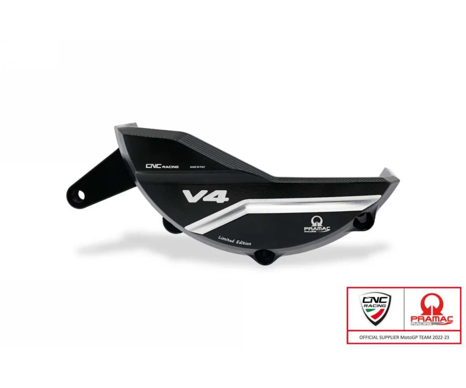 Protezione Carter Alternatore Pramac Racing Limited Edition Cnc Racing Nero/argento Ducati Multistrada V4 SModelli dal 2021 al 2022 PR319BPR Ultima Occasione
