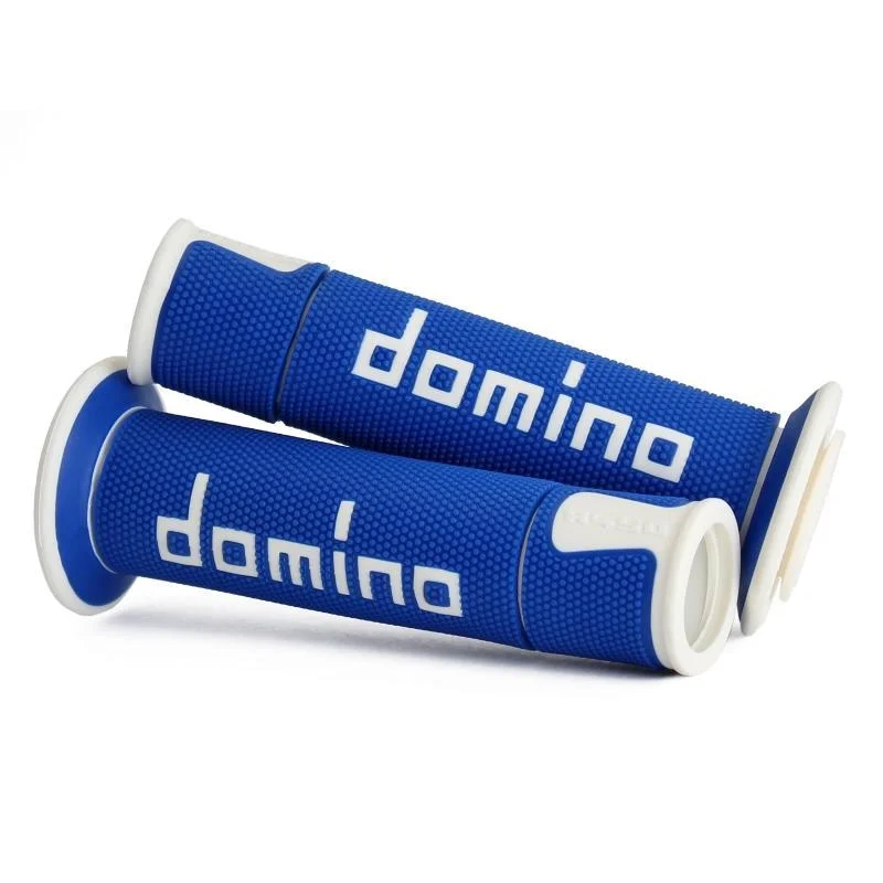Nuova Collezione Manopole Domino Strada Racing Diametro 20-26 Bianco Blu
